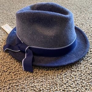 NWT Blue Ombré Wool Fedora Hat with Adjustable String